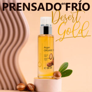 Botella ámbar con dosificador de aceite de argán 100% puro para rostro - Hidratación profunda sin grasitud